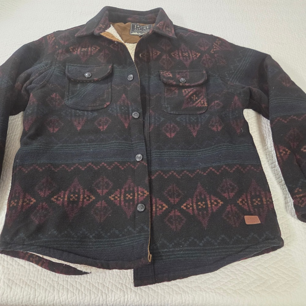 Jachs New York Mens Large Sherpa Lined Fleece Southwestern Shirt Jacket Shacket